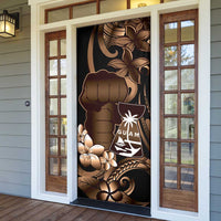 Brown Hafa Adai Guam Door Cover Chamorro Latte Stone Hand With Plumeria LT14 - Polynesian Pride
