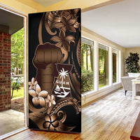Brown Hafa Adai Guam Door Cover Chamorro Latte Stone Hand With Plumeria LT14 - Polynesian Pride