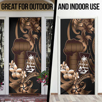 Brown Hafa Adai Guam Door Cover Chamorro Latte Stone Hand With Plumeria LT14 - Polynesian Pride