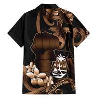 Brown Hafa Adai Guam Family Matching Puletasi and Hawaiian Shirt Chamorro Latte Stone Hand With Plumeria LT14 - Polynesian Pride