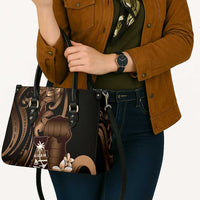 Brown Hafa Adai Guam Leather Bag Chamorro Latte Stone Hand With Plumeria - Polynesian Pride