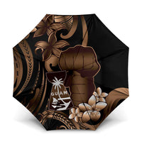 Brown Hafa Adai Guam Umbrella Chamorro Latte Stone Hand With Plumeria - Polynesian Pride