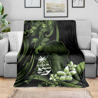 Green Hafa Adai Guam Blanket Chamorro Latte Stone Hand With Plumeria