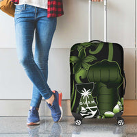 Green Hafa Adai Guam Luggage Cover Chamorro Latte Stone Hand With Plumeria