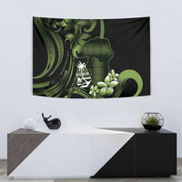 Green Hafa Adai Guam Tapestry Chamorro Latte Stone Hand With Plumeria