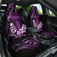Purple Hafa Adai Guam Car Seat Cover Chamorro Latte Stone Hand With Plumeria