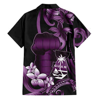 Purple Hafa Adai Guam Family Matching Tank Maxi Dress and Hawaiian Shirt Chamorro Latte Stone Hand With Plumeria LT14 - Polynesian Pride