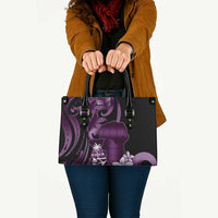Purple Hafa Adai Guam Leather Bag Chamorro Latte Stone Hand With Plumeria - Polynesian Pride