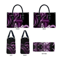 Purple Hafa Adai Guam Leather Bag Chamorro Latte Stone Hand With Plumeria - Polynesian Pride