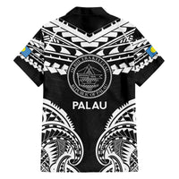 Palau Constitution Day Hawaiian Shirt Belau Seal With Polynesian Pattern - Black LT14 - Polynesian Pride