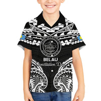 Palau Constitution Day Hawaiian Shirt Belau Seal With Polynesian Pattern - Black LT14 - Polynesian Pride