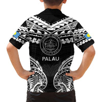 Palau Constitution Day Hawaiian Shirt Belau Seal With Polynesian Pattern - Black LT14 - Polynesian Pride