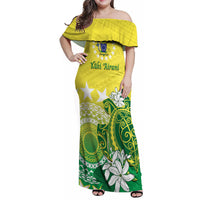 Cook Islands Independence Day Family Matching Off Shoulder Maxi Dress and Hawaiian Shirt Kuki Airani Tiare Maori Polynesian Pattern - Green LT14 Mom's Dress Green - Polynesian Pride