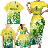 Cook Islands Independence Day Family Matching Short Sleeve Bodycon Dress and Hawaiian Shirt Kuki Airani Tiare Maori Polynesian Pattern - Green LT14 - Polynesian Pride