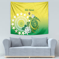 Cook Islands Independence Day Tapestry Kuki Airani Tiare Maori Polynesian Pattern - Green
