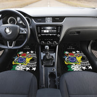Cook Islands Independence Day Car Mats Kuki Airani Tiare Maori Polynesian Pattern - Black