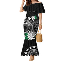 Cook Islands Independence Day Family Matching Mermaid Dress and Hawaiian Shirt Kuki Airani Tiare Maori Polynesian Pattern - Black LT14 Mom's Dress Black - Polynesian Pride