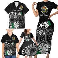 Cook Islands Independence Day Family Matching Short Sleeve Bodycon Dress and Hawaiian Shirt Kuki Airani Tiare Maori Polynesian Pattern - Black LT14 - Polynesian Pride