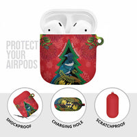 New Zealand Christmas In July AirPods Case Kowhai Tui Bird With Pohutukawa - Red LT14 - Polynesian Pride