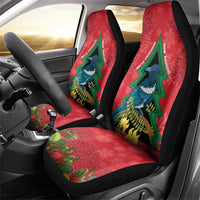 New Zealand Christmas In July Car Seat Cover Kowhai Tui Bird With Pohutukawa - Red LT14 - Polynesian Pride