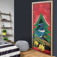 New Zealand Christmas In July Door Cover Kowhai Tui Bird With Pohutukawa - Red LT14 - Polynesian Pride