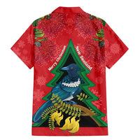 New Zealand Christmas In July Family Matching Mermaid Dress and Hawaiian Shirt Kowhai Tui Bird With Pohutukawa - Red LT14 - Polynesian Pride