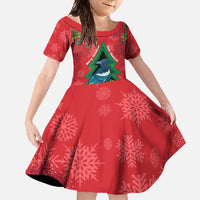 New Zealand Christmas In July Family Matching Tank Maxi Dress and Hawaiian Shirt Kowhai Tui Bird With Pohutukawa - Red LT14 Daughter's Dress Red - Polynesian Pride