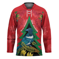 New Zealand Christmas In July Hockey Jersey Kowhai Tui Bird With Pohutukawa - Red LT14 Unisex Red - Polynesian Pride