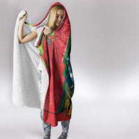 New Zealand Christmas In July Hooded Blanket Kowhai Tui Bird With Pohutukawa - Red LT14 - Polynesian Pride