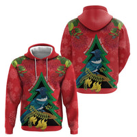 New Zealand Christmas In July Hoodie Kowhai Tui Bird With Pohutukawa - Red LT14 - Polynesian Pride