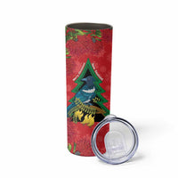 New Zealand Christmas In July Skinny Tumbler Kowhai Tui Bird With Pohutukawa - Red LT14 - Polynesian Pride