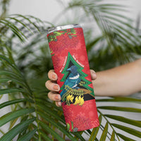 New Zealand Christmas In July Skinny Tumbler Kowhai Tui Bird With Pohutukawa - Red LT14 - Polynesian Pride