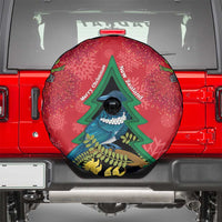 New Zealand Christmas In July Spare Tire Cover Kowhai Tui Bird With Pohutukawa - Red LT14 - Polynesian Pride