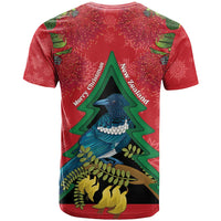New Zealand Christmas In July T Shirt Kowhai Tui Bird With Pohutukawa - Red LT14 - Polynesian Pride