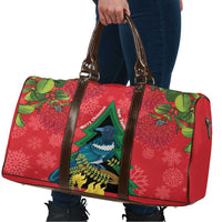 New Zealand Christmas In July Travel Bag Kowhai Tui Bird With Pohutukawa - Red - Polynesian Pride