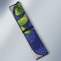 New Zealand Christmas In July Auto Sun Shade Kowhai Tui Bird With Pohutukawa - Blue - Polynesian Pride
