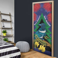 New Zealand Christmas In July Door Cover Kowhai Tui Bird With Pohutukawa - Blue LT14 - Polynesian Pride