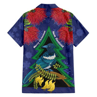 New Zealand Christmas In July Hawaiian Shirt Kowhai Tui Bird With Pohutukawa - Blue LT14 - Polynesian Pride