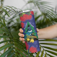 New Zealand Christmas In July Skinny Tumbler Kowhai Tui Bird With Pohutukawa - Blue LT14 - Polynesian Pride