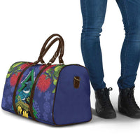 New Zealand Christmas In July Travel Bag Kowhai Tui Bird With Pohutukawa - Blue LT14 - Polynesian Pride