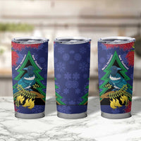 New Zealand Christmas In July Tumbler Cup Kowhai Tui Bird With Pohutukawa - Blue LT14 - Polynesian Pride