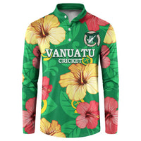 Custom Vanuatu Cricket Button Sweatshirt 2024 Tropical Flowers Version
