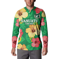 Custom Vanuatu Cricket Button Sweatshirt 2024 Tropical Flowers Version