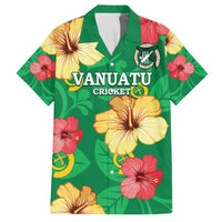 Custom Vanuatu Cricket Family Matching Off The Shoulder Long Sleeve Dress and Hawaiian Shirt 2024 Tropical Flowers Version LT14 Dad's Shirt - Short Sleeve Green - Polynesian Pride
