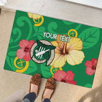 Custom Vanuatu Cricket Rubber Doormat 2024 Tropical Flowers Version