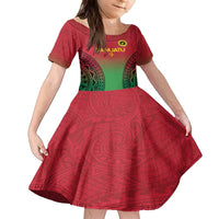 Custom Vanuatu Cricket Family Matching Off The Shoulder Long Sleeve Dress and Hawaiian Shirt 2024 Polynesian Pattern Sporty Style LT14 Daughter's Dress Red - Polynesian Pride