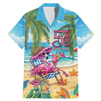 Flamingo Aloha Hawaii Family Matching Mermaid Dress and Hawaiian Shirt It's 5 OClock Somewhere Tropical Vibes LT14 Dad's Shirt - Short Sleeve Blue - Polynesian Pride