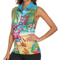 Flamingo Aloha Hawaii Women Sleeveless Polo Shirt It's 5 OClock Somewhere Tropical Vibes LT14 - Polynesian Pride