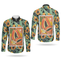 Aloha Hawaii Mikana Couples Matching Long Sleeve Bodycon Dress and Long Sleeve Button Shirt Hawaiian Papaya Stylized Stamp LT14 - Polynesian Pride