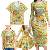 Aloha Hawaii Manako Palaka Motifs Family Matching Long Sleeve Bodycon Dress and Hawaiian Shirt Hawaiian Mango Stylized Stamp LT14 - Polynesian Pride